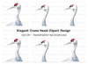 Elegant Crane Bird Head Clipart Bundle