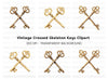 Vintage Crossed Keys Clipart Bundle