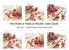 Red Roses and Petals on Wood Clipart Bundle