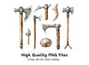Viking Axes and Medieval Weapons Clipart Bundle