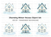 Cozy Winter Houses Clipart Bundle