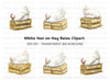 Sleeping White Chickens on Hay Bales Clipart Bundle
