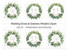 Doves in Greenery Wreath Clipart Bundle