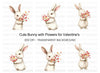 Cute Bunny with Flower Bouquets Clipart Bundle