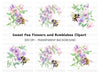 Sweet Pea Flowers with Bumblebees Clipart Bundle