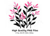 Pink Flowers and Leaves Clipart Bundle