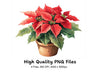 Potted Poinsettia Christmas Clipart Bundle