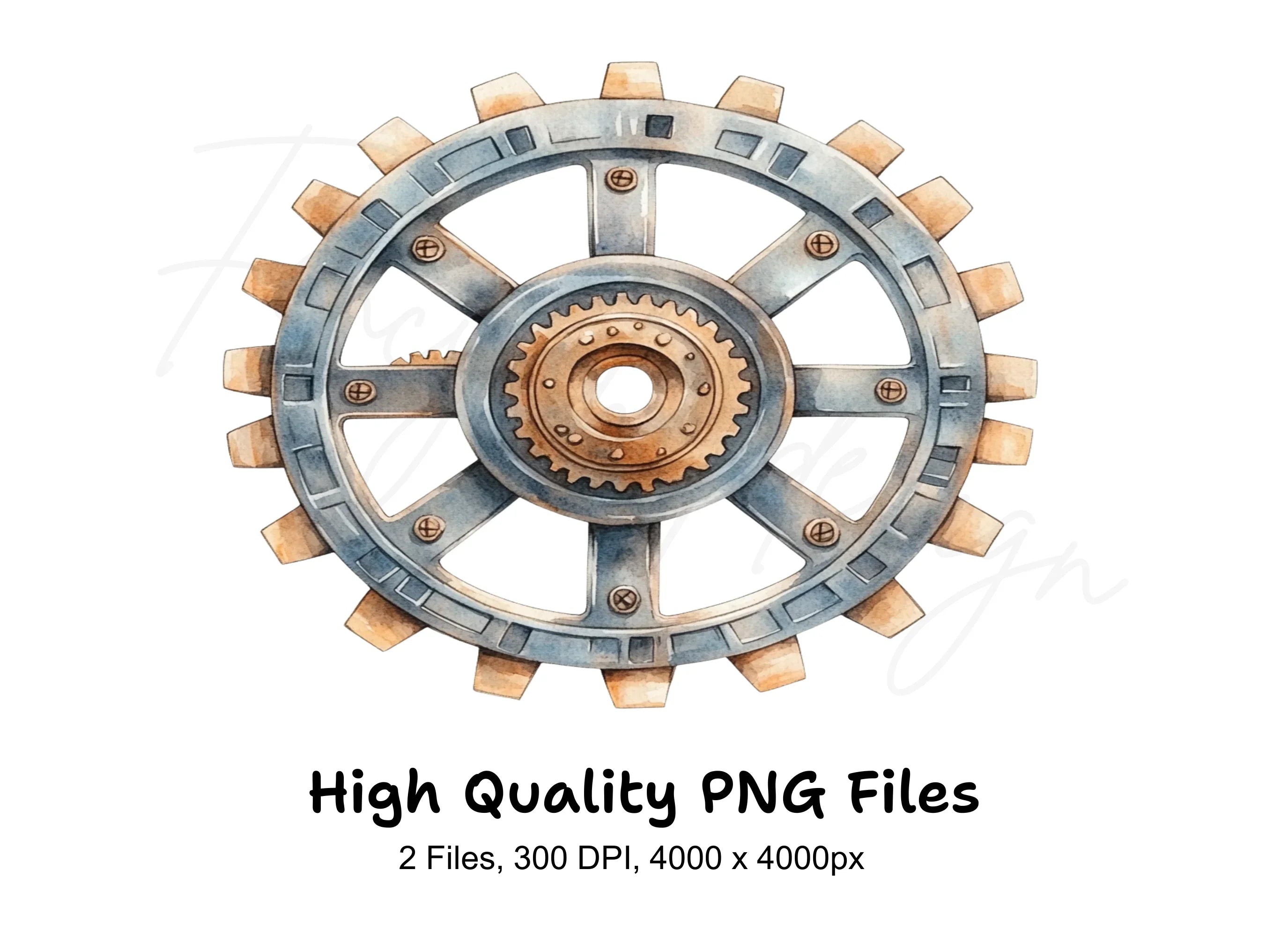 Industrial Steampunk Gear Wheel Clipart Bundle