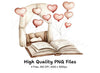 Romantic Book and Balloon Clipart Bundle