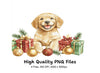Happy Christmas Puppies with Presents Clipart Bundle