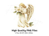 Elegant Angel with White Flowers Clipart Bundle