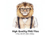 Hipster Lion with Glasses Clipart Bundle