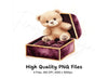 Cute Teddy Bear in Velvet Chocolate Box Clipart Bundle