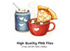 Hot Chocolate Pizza Love Clipart Bundle