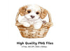 Cute Puppy in Basket Clipart Bundle