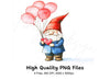 Cute Gnome with Heart Balloons Clipart Bundle