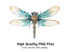 Teal Steampunk Dragonfly Clipart Bundle