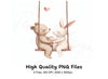 Cute Bunny and Bear Couple on Swings Clipart Bundle