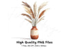 Boho Pampas Grass Vase Clipart Bundle
