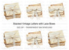 Stacked Vintage Letters with Lace Bows Clipart Bundle