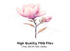 Pink Magnolia Flower Clipart Bundle