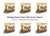 Vintage Train and Cactus Clipart Bundle