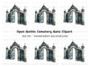 Vintage Gothic Cemetery Gate Clipart Bundle