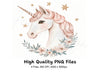 Cute Unicorn Heads with Flowers Clipart Bundle