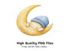 Cute Baby Sleeping on Moon Clipart Bundle