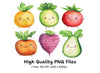 Cute Happy Fruits & Veggies Clipart Bundle