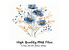 Blue and Gold Floral Clipart Bundle