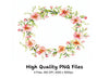Pink Floral Wreaths Clipart Bundle