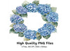 Blue Hydrangea Wreath Clipart Bundle