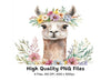 Charming Llama Portraits with Flower Crowns Clipart Bundle