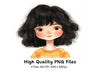 Cute Black Hair Girl Clipart Bundle