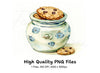 Vintage Cookie Jar with Chocolate Cookies Clipart Bundle