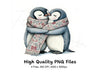 Cute Penguin Couple Hugging Clipart Bundle