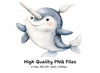 Adorable Narwhal Clipart Bundle