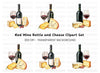 Wine and Cheese Pairing Clipart Bundle