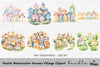 Pastel Houses Village Clipart Bundle