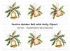 Christmas Holly and Golden Bells Clipart Bundle