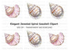 Elegant Seashells with Sparkling Gems Clipart Bundle