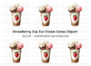 Strawberry Cup Ice Cream Cones Clipart Bundle