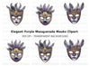 Ornate Purple Masquerade Masks Clipart Bundle