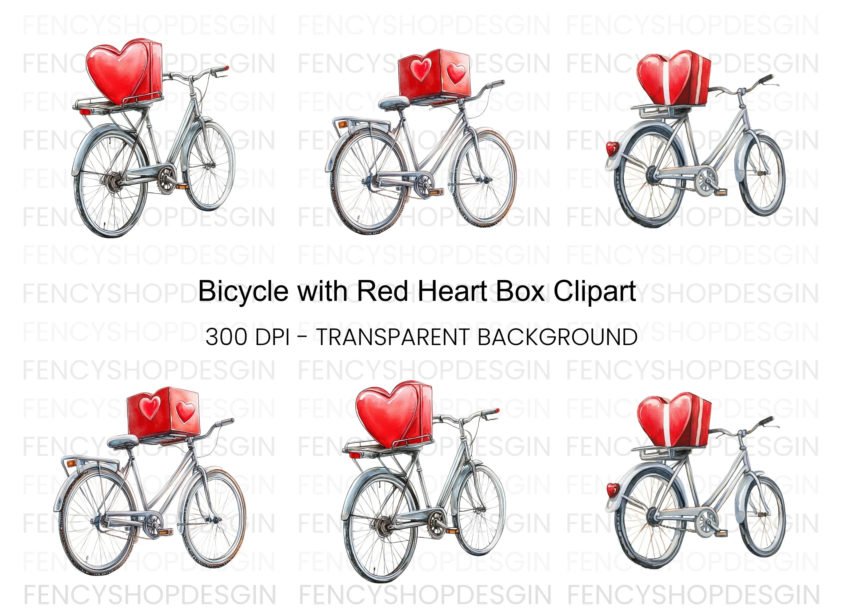 Bicycle with Heart Box Clipart Bundle