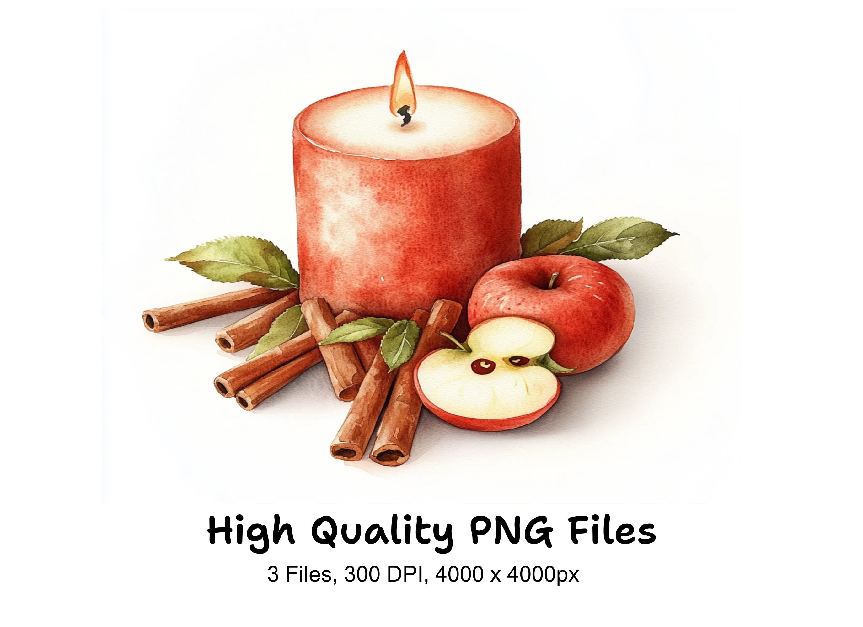 Apple Cinnamon Candle Clipart Bundle