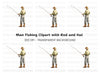 Man Fly Fishing Clipart Bundle