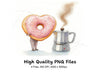 Heart Donut Coffee Morning Clipart Bundle