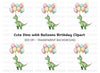 Happy Dinosaur with Balloons Clipart Bundle