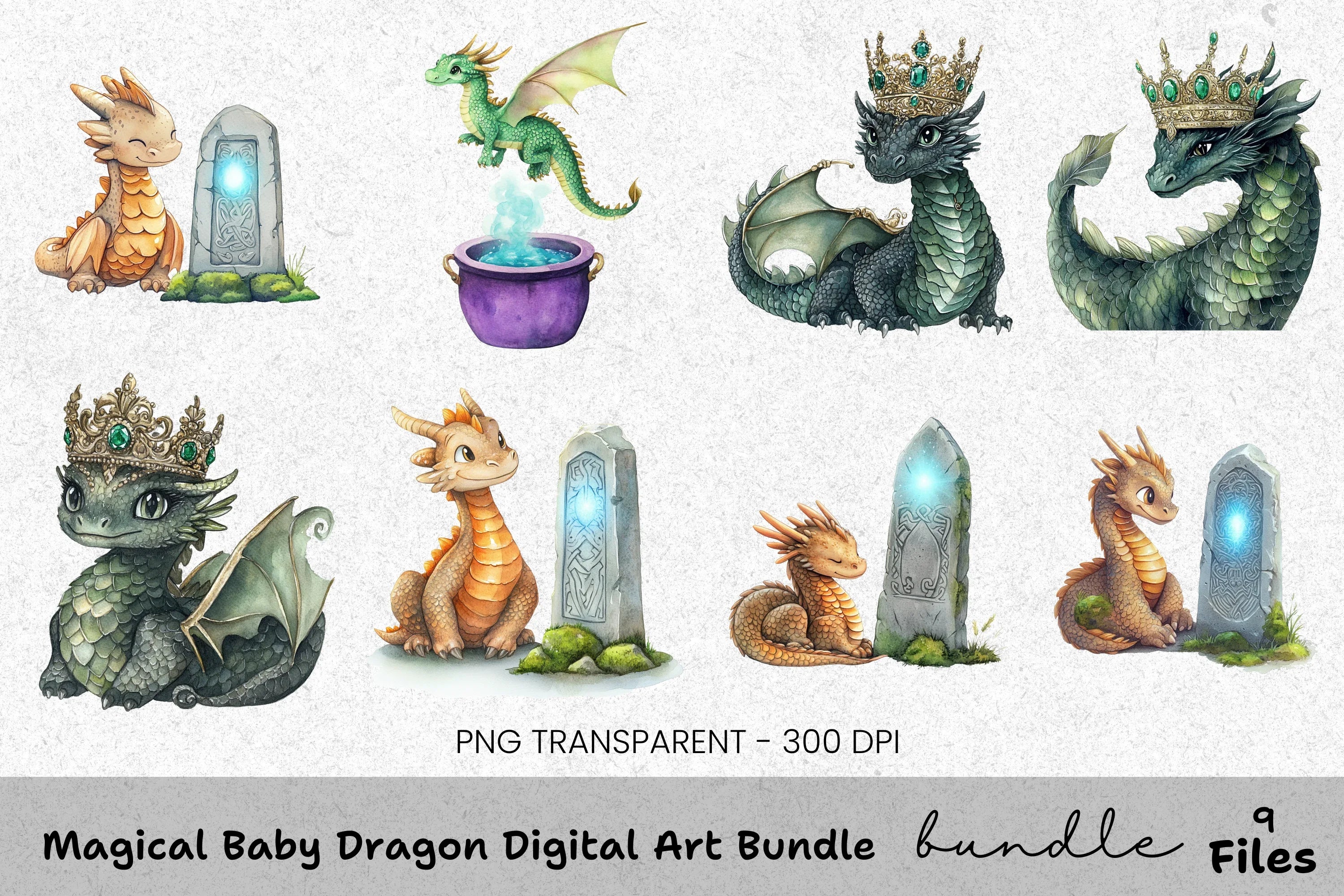 Magical Baby Dragon Clipart Bundle